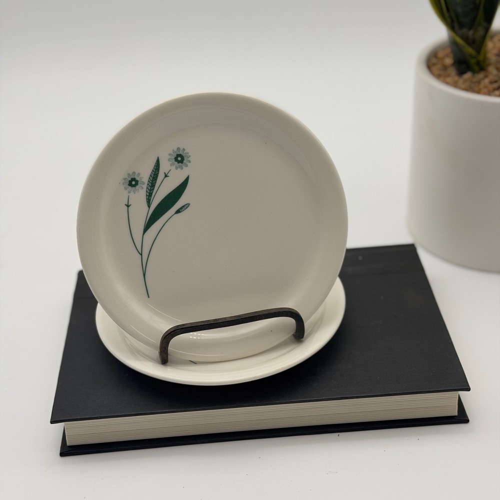 Vintage Homer Laughlin Best China Green Floral Bread Plates Set of 2 Botanical